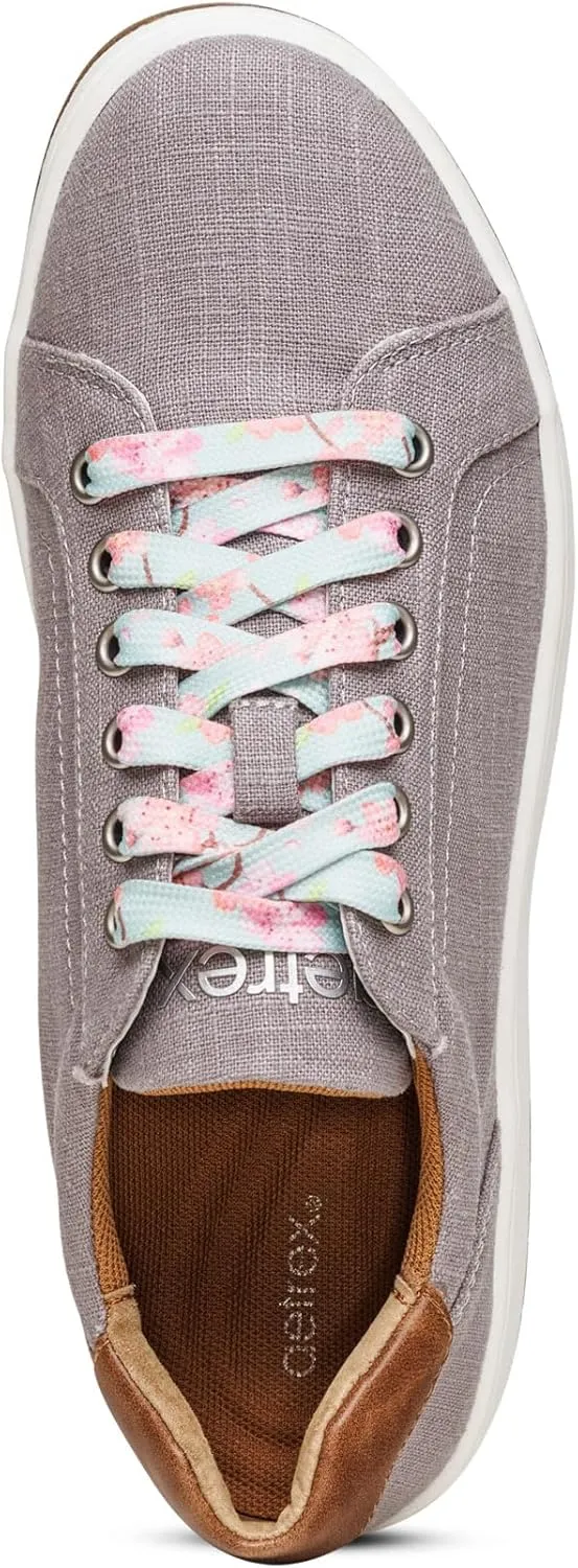 Aetrex Renee Orthopedic Lace Up Arch Support Inserts Super Soft Canvas Womens Sneakers - Plantar Fasciitis Shoes Lightweight Rubber Orthotic Shoes
