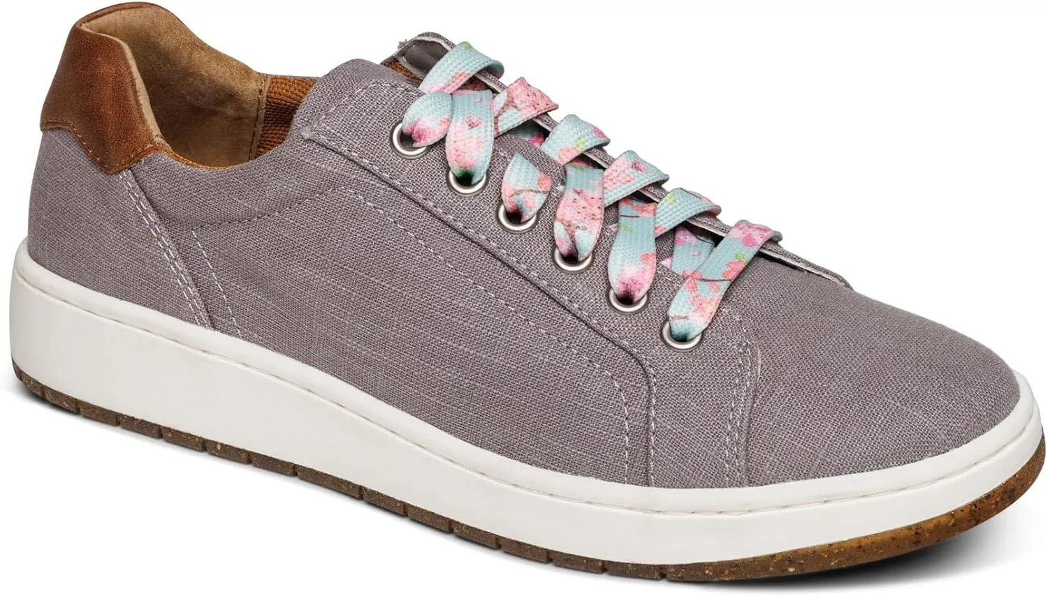 Aetrex Renee Orthopedic Lace Up Arch Support Inserts Super Soft Canvas Womens Sneakers - Plantar Fasciitis Shoes Lightweight Rubber Orthotic Shoes