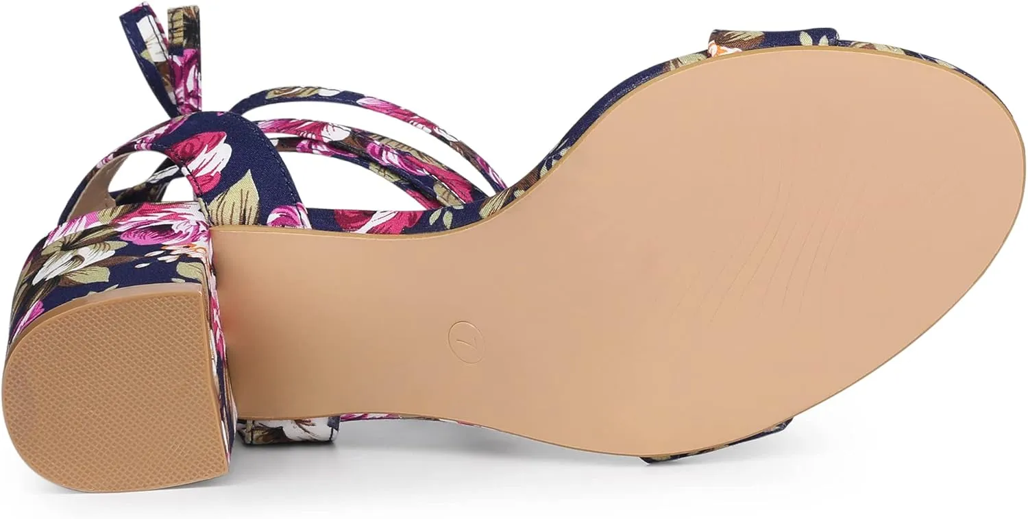 Allegra K Women's Block Heel Sandals Lace Up Heels