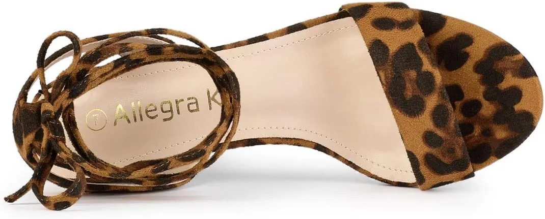 Allegra K Women's Block Heel Sandals Lace Up Heels