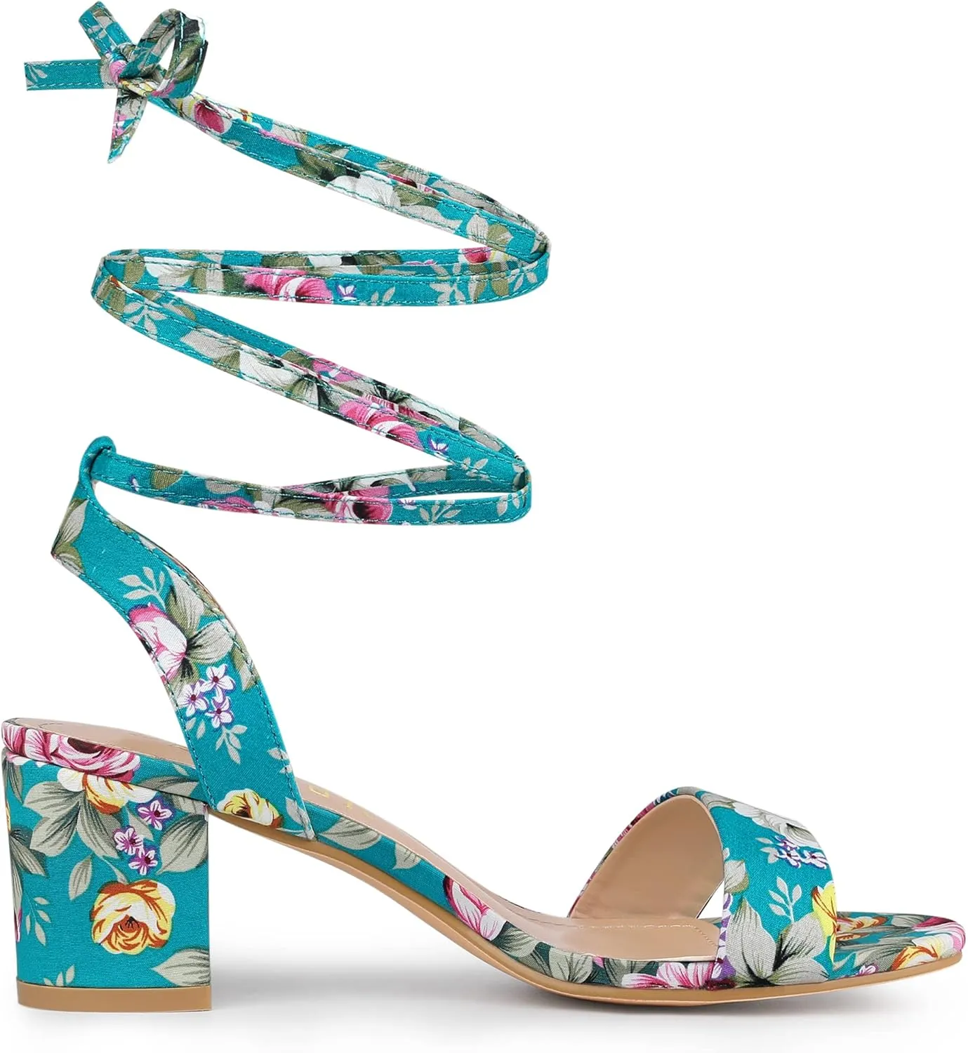 Allegra K Women's Block Heel Sandals Lace Up Heels