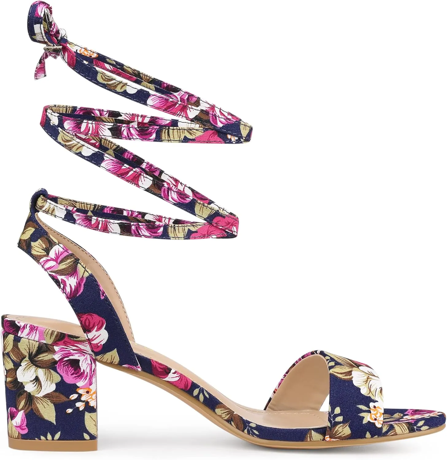 Allegra K Women's Block Heel Sandals Lace Up Heels