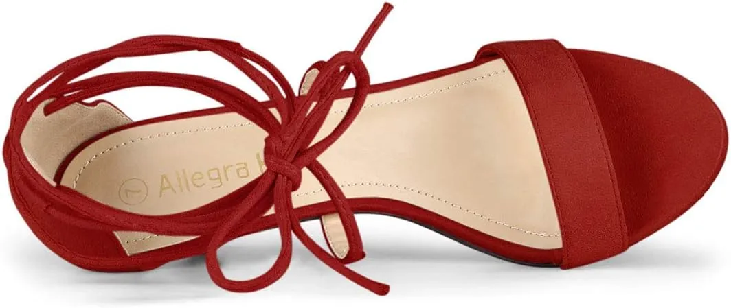 Allegra K Women's Kitten Heel Lace Up Open Toe Sandals
