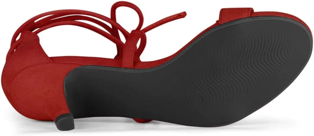 Allegra K Women's Kitten Heel Lace Up Open Toe Sandals