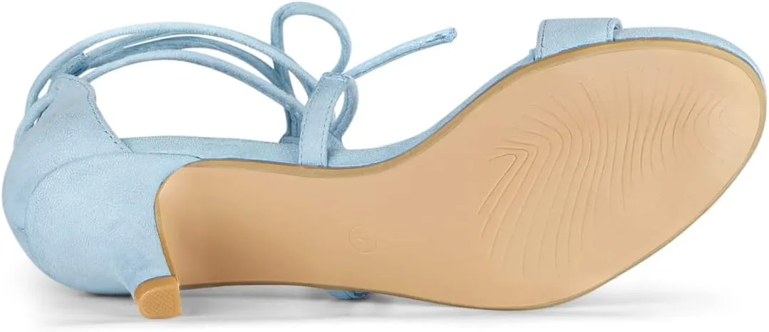 Allegra K Women's Kitten Heel Lace Up Open Toe Sandals