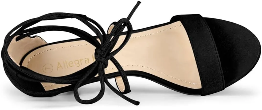 Allegra K Women's Kitten Heel Lace Up Open Toe Sandals