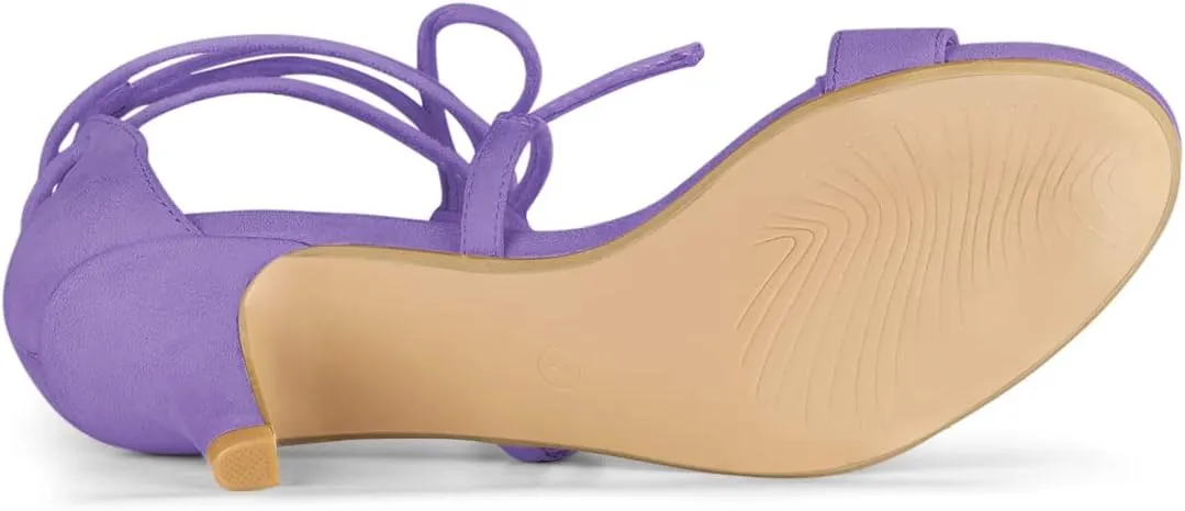 Allegra K Women's Kitten Heel Lace Up Open Toe Sandals