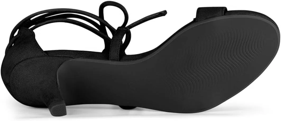 Allegra K Women's Kitten Heel Lace Up Open Toe Sandals