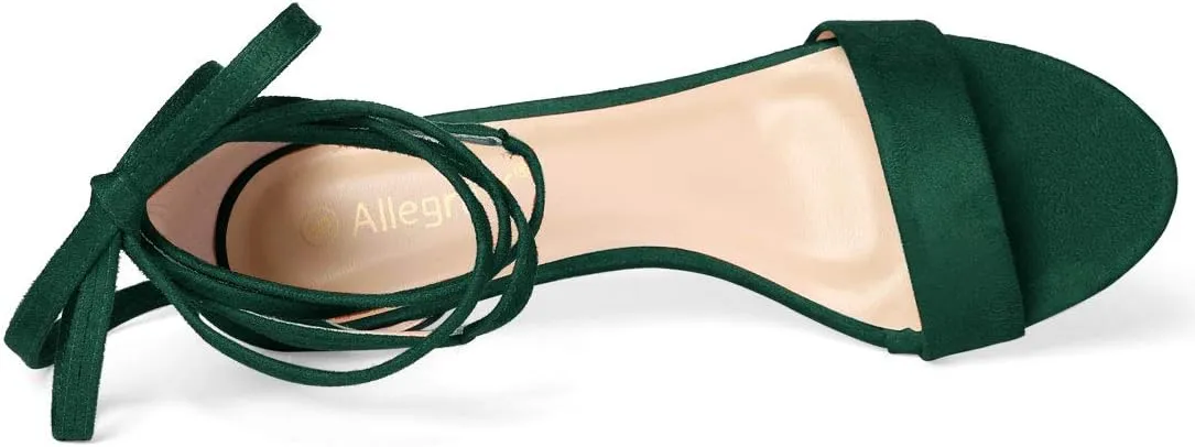 Allegra K Women's Kitten Heel Lace Up Sandals