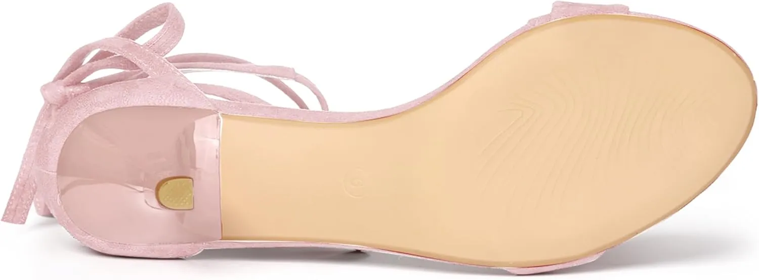 Allegra K Women's Kitten Heel Lace Up Sandals