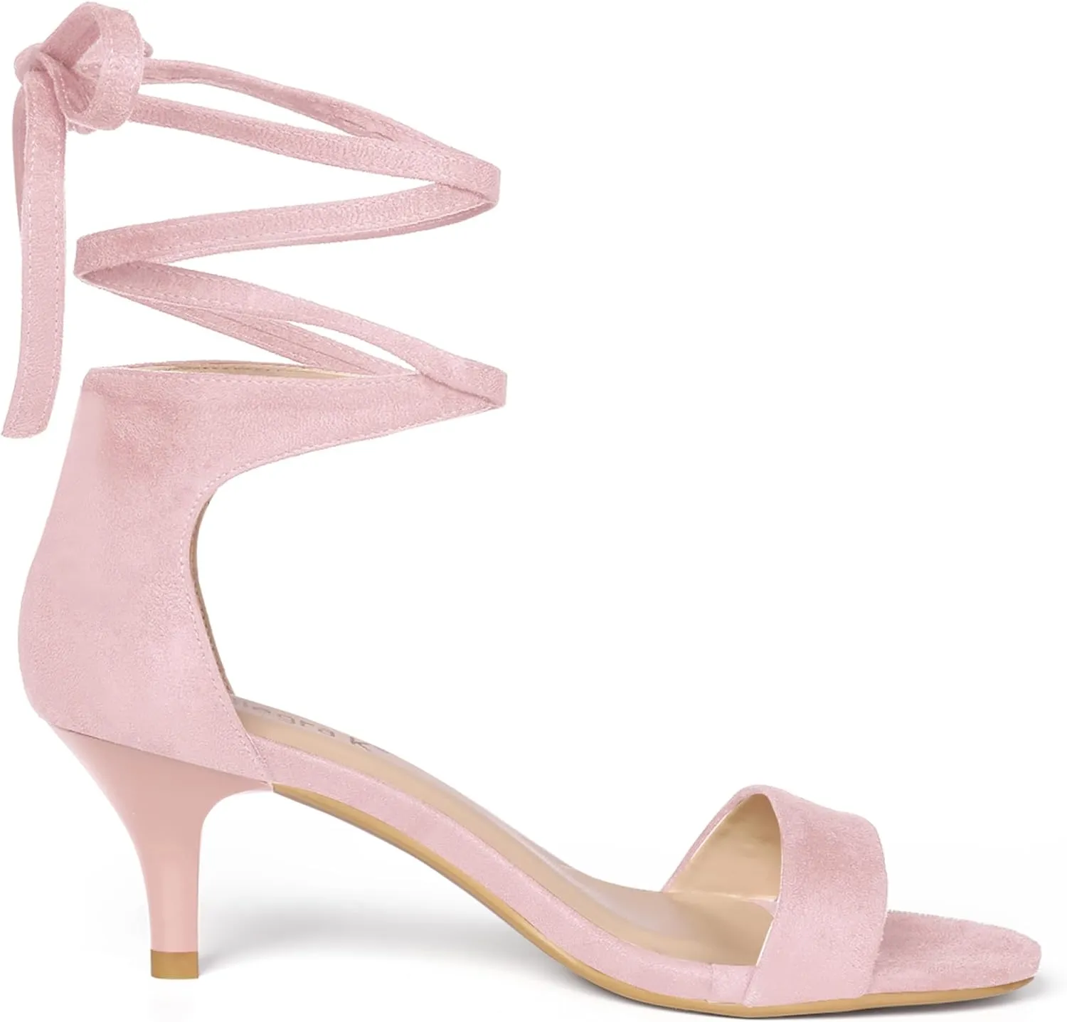 Allegra K Women's Kitten Heel Lace Up Sandals