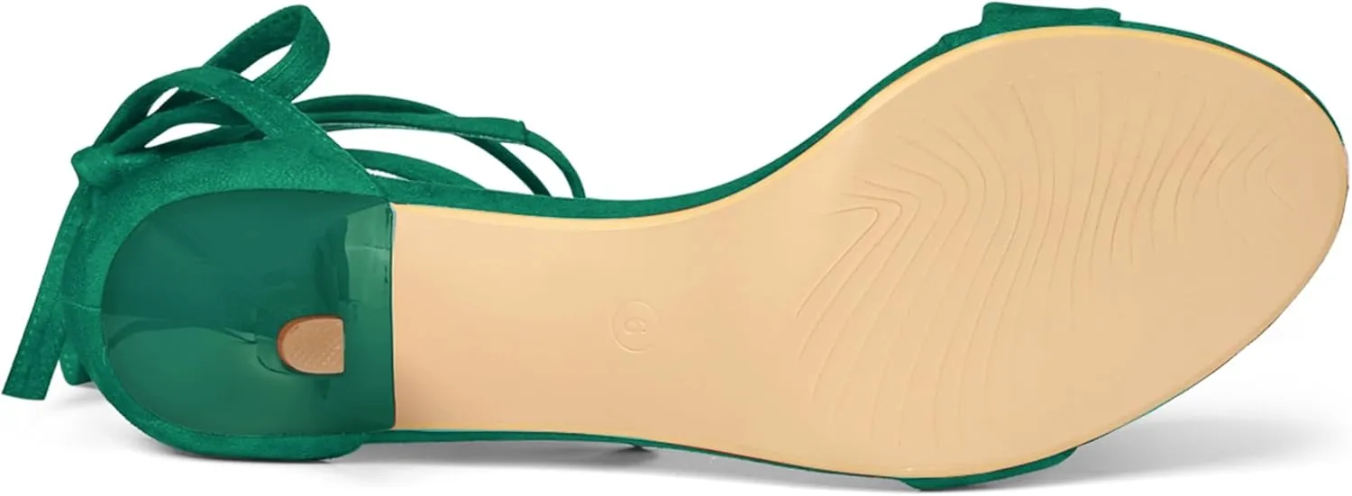 Allegra K Women's Kitten Heel Lace Up Sandals