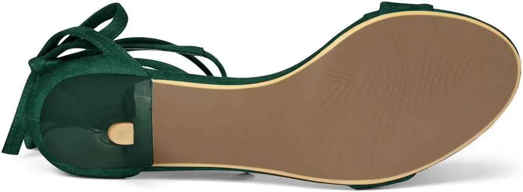 Allegra K Women's Kitten Heel Lace Up Sandals