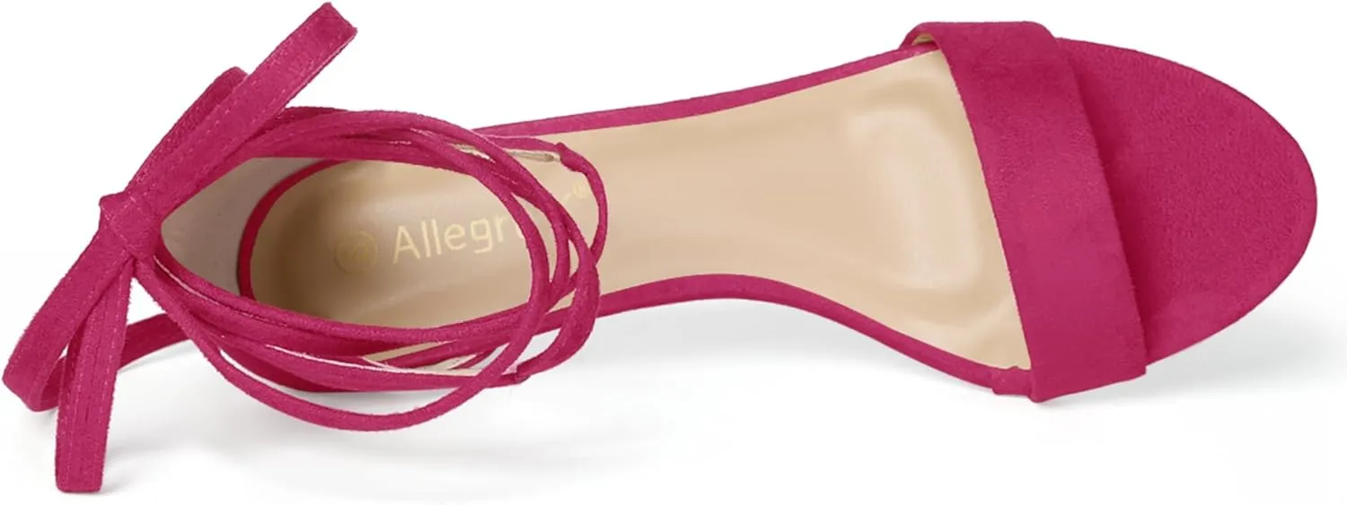 Allegra K Women's Kitten Heel Lace Up Sandals
