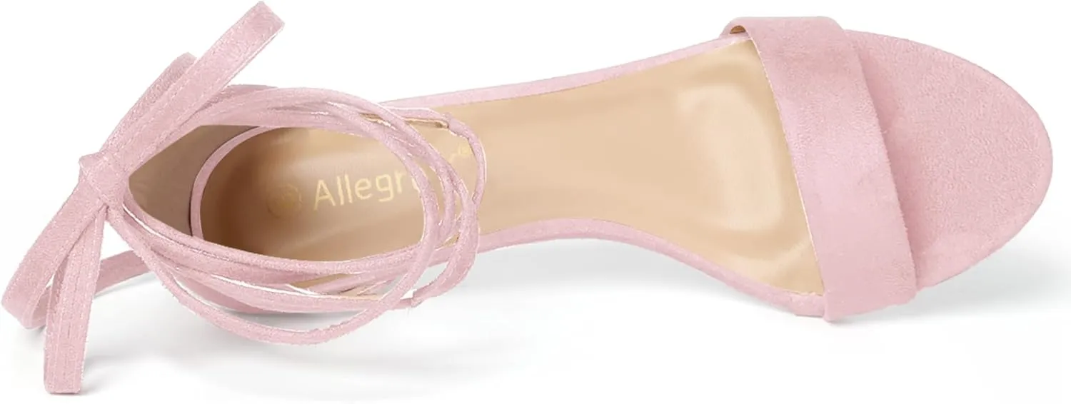Allegra K Women's Kitten Heel Lace Up Sandals