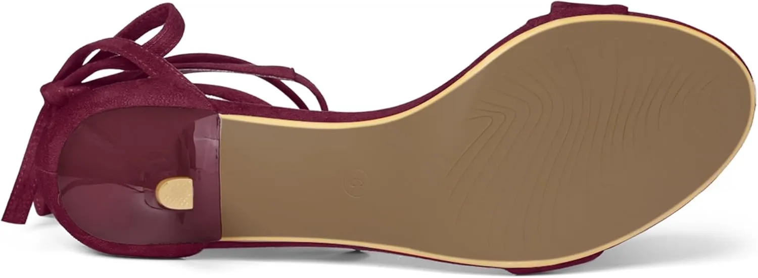 Allegra K Women's Kitten Heel Lace Up Sandals