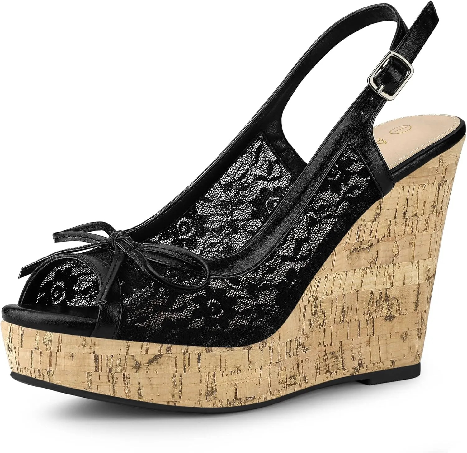 Allegra K Women's Lace Platform Wedges Wedge Heel Sandals