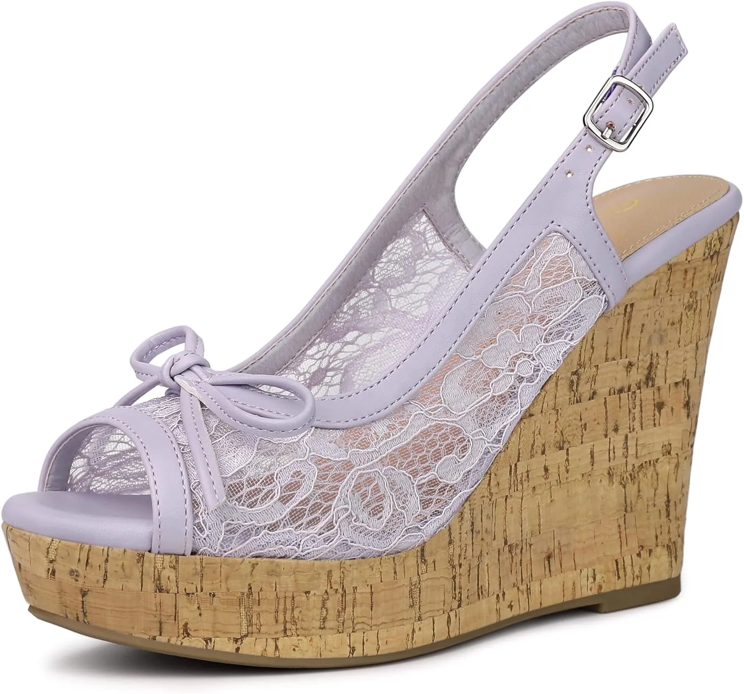 Allegra K Women's Lace Platform Wedges Wedge Heel Sandals
