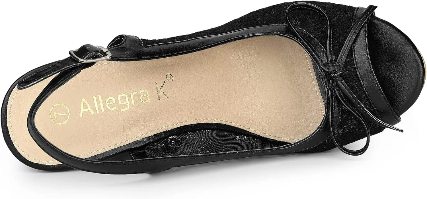 Allegra K Women's Lace Platform Wedges Wedge Heel Sandals