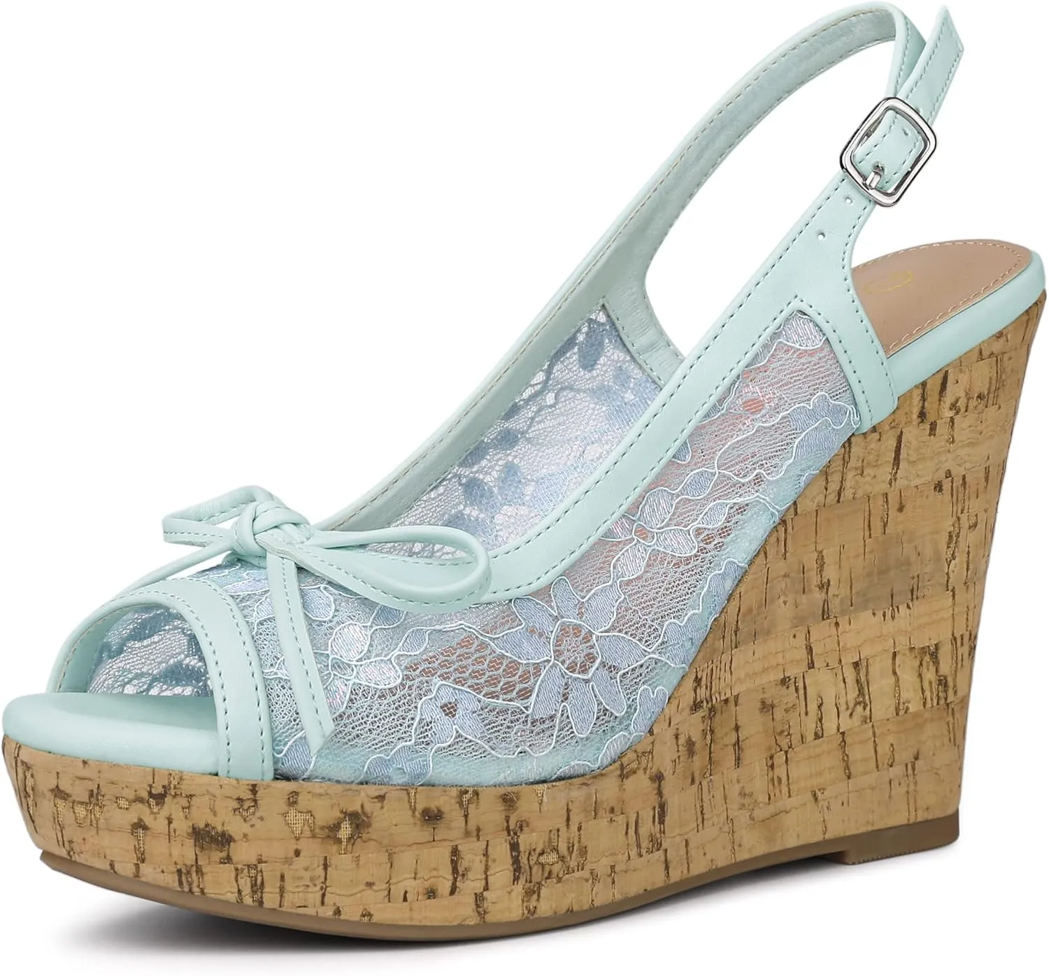 Allegra K Women's Lace Platform Wedges Wedge Heel Sandals