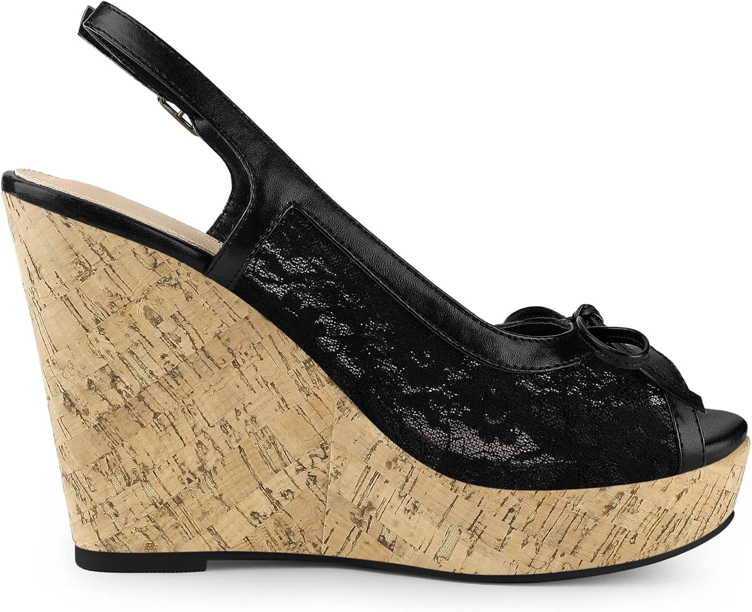 Allegra K Women's Lace Platform Wedges Wedge Heel Sandals