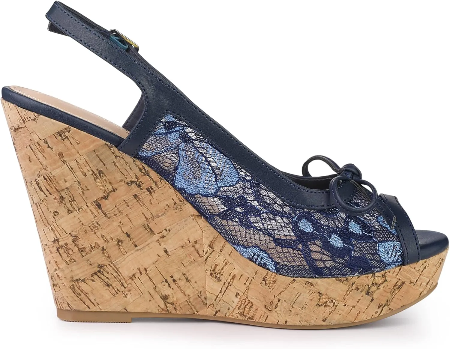 Allegra K Women's Lace Platform Wedges Wedge Heel Sandals