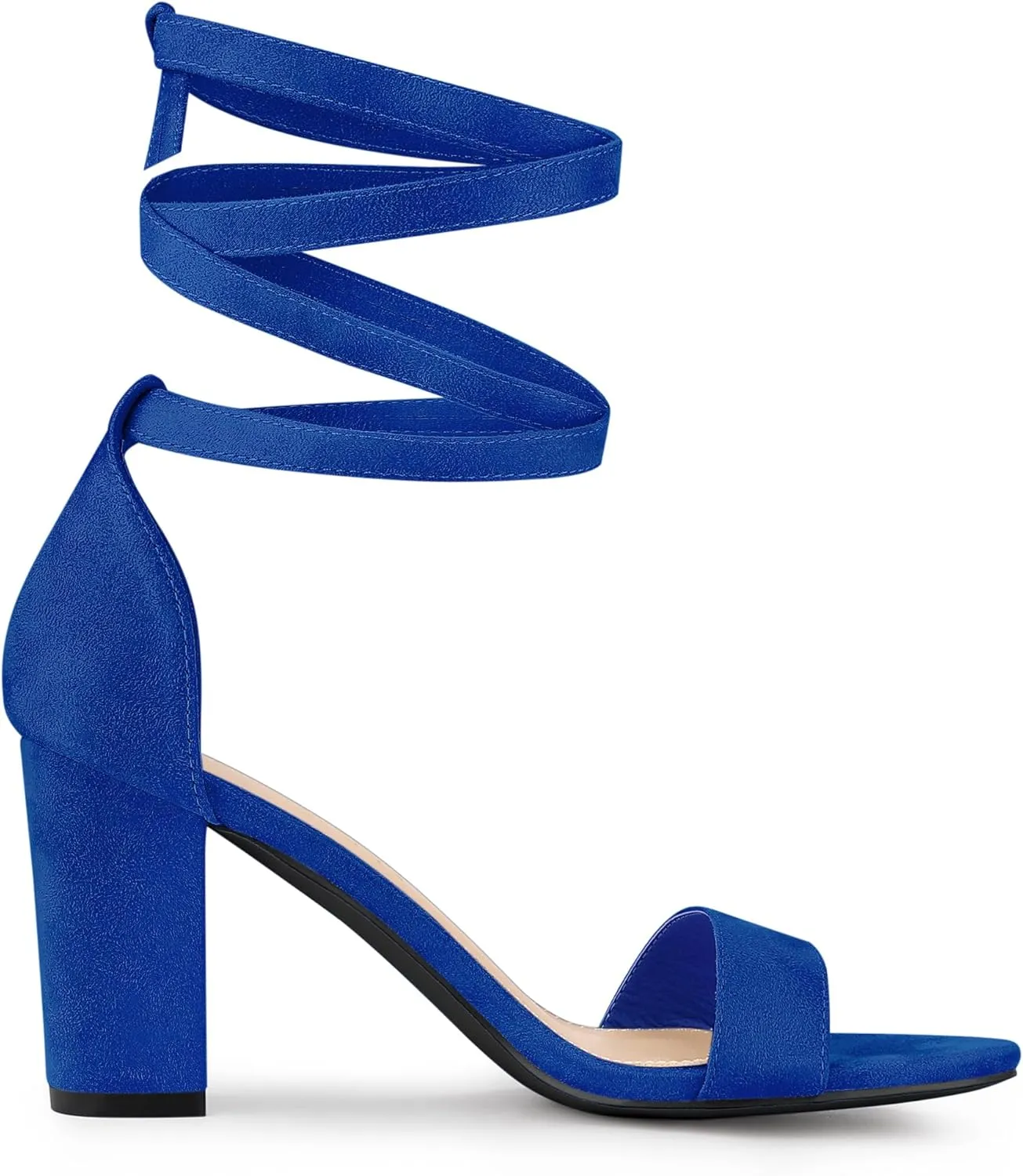 Allegra K Women's Lace Up and Ankle Strap Chunky Heel Sandals