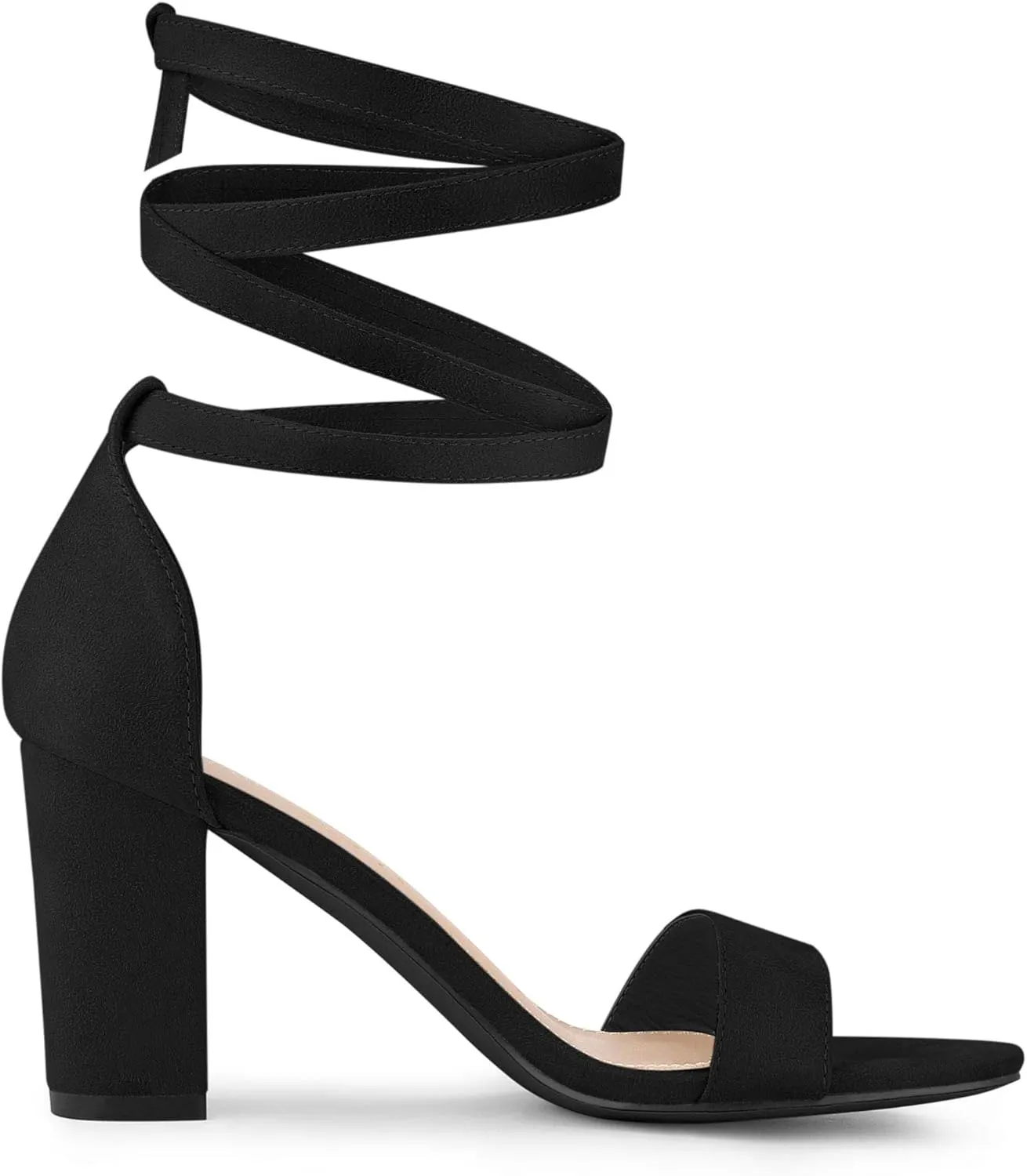 Allegra K Women's Lace Up and Ankle Strap Chunky Heel Sandals