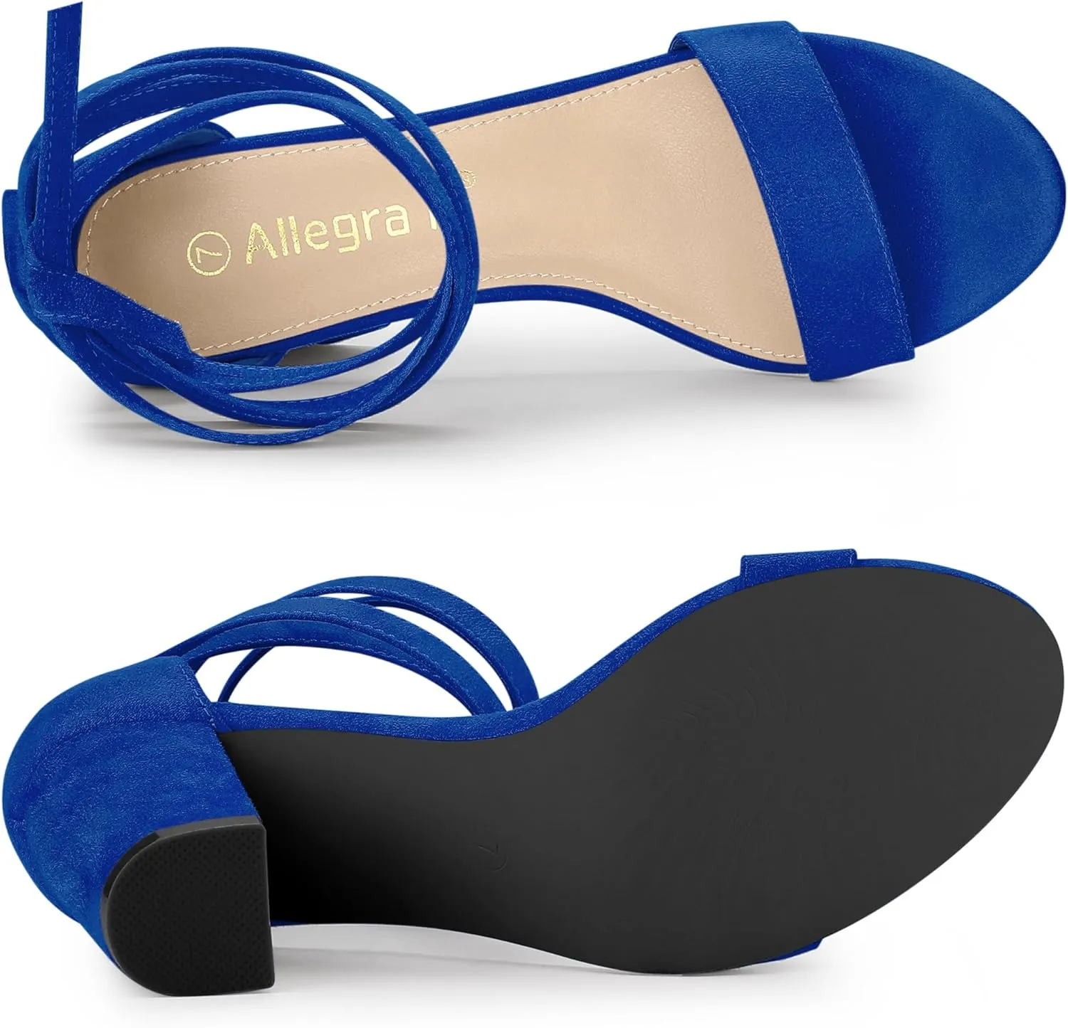 Allegra K Women's Lace Up and Ankle Strap Chunky Heel Sandals