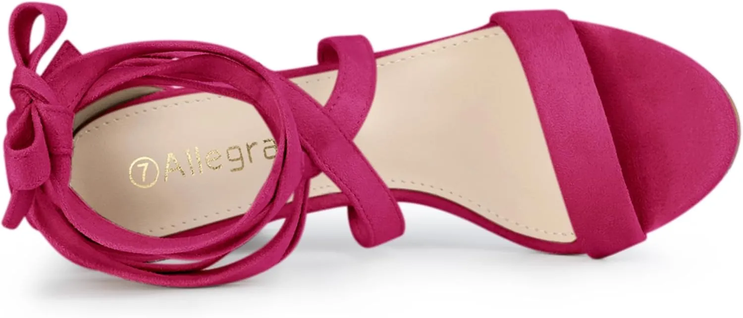 Allegra K Women's Lace Up Block Heels Sandals