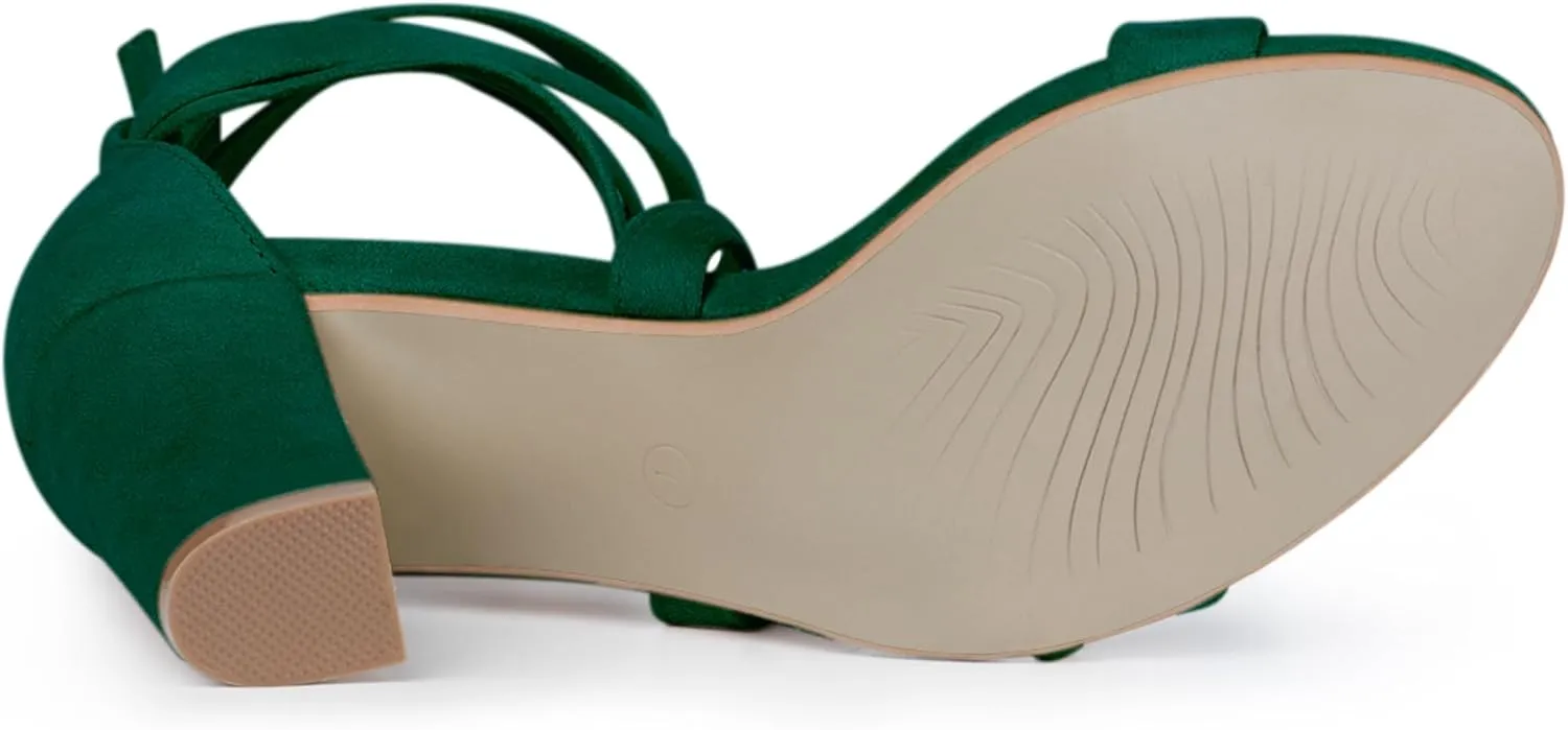 Allegra K Women's Lace Up Block Heels Sandals