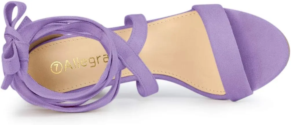 Allegra K Women's Lace Up Block Heels Sandals
