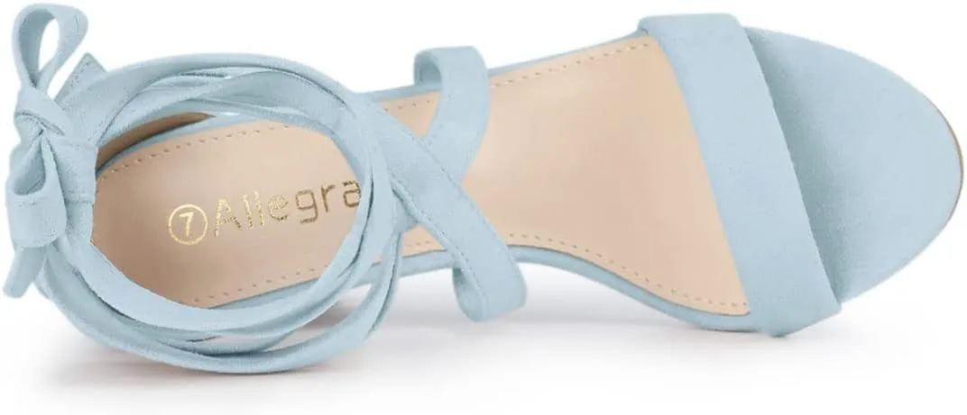 Allegra K Women's Lace Up Block Heels Sandals