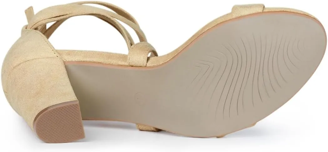 Allegra K Women's Lace Up Block Heels Sandals
