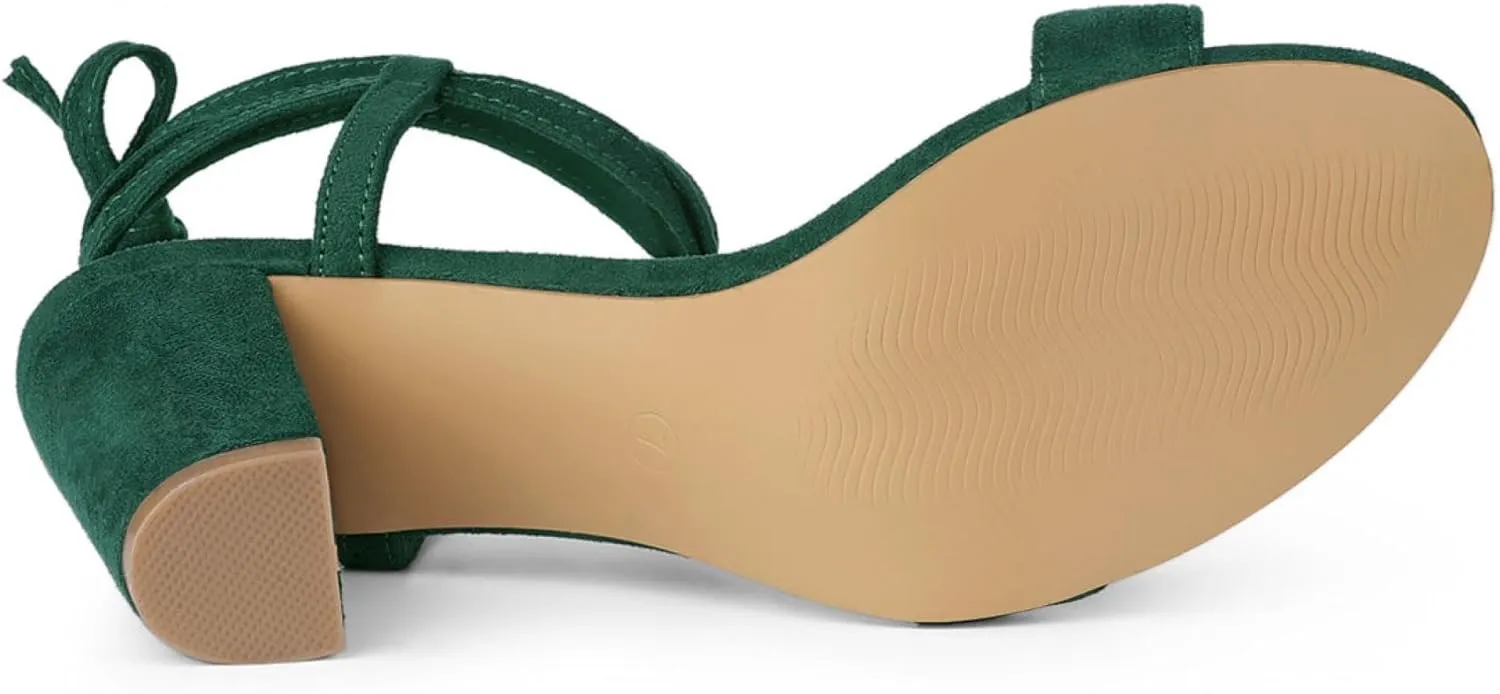 Allegra K Women's Lace Up Chunky Heels Sandals