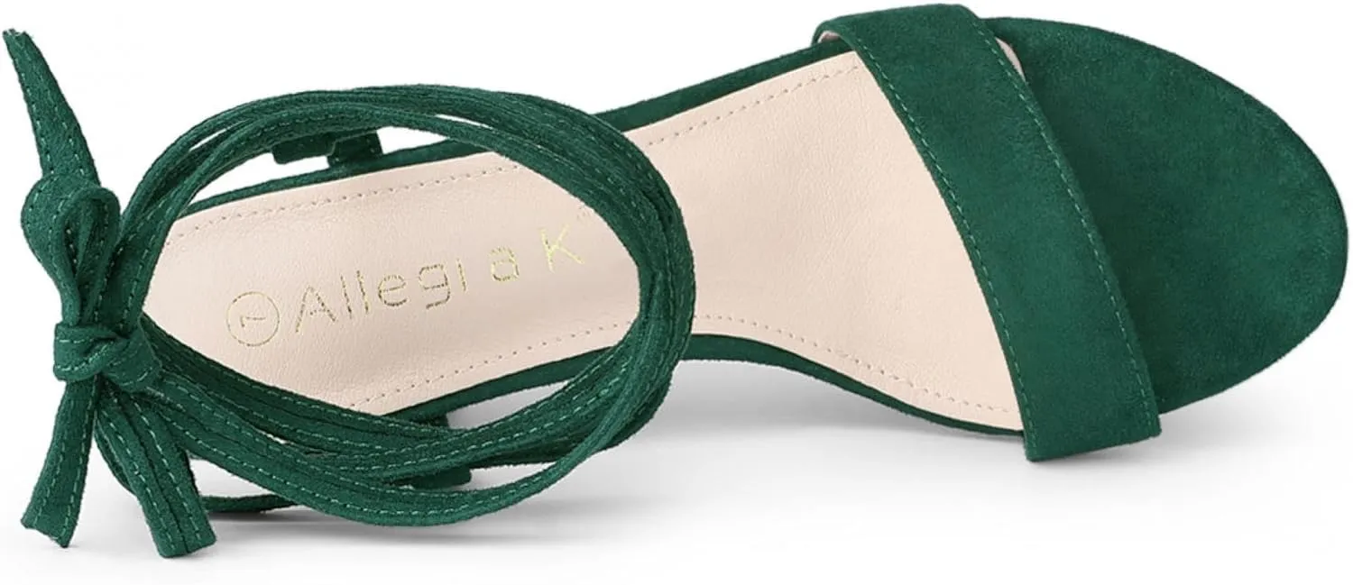 Allegra K Women's Lace Up Chunky Heels Sandals