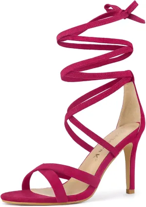 Allegra K Women's Lace Up Heels Stiletto High Heel Sandals