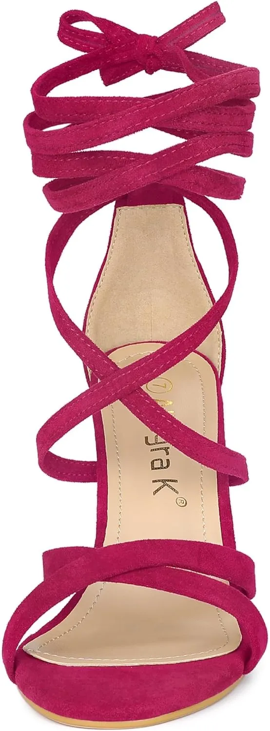 Allegra K Women's Lace Up Heels Stiletto High Heel Sandals