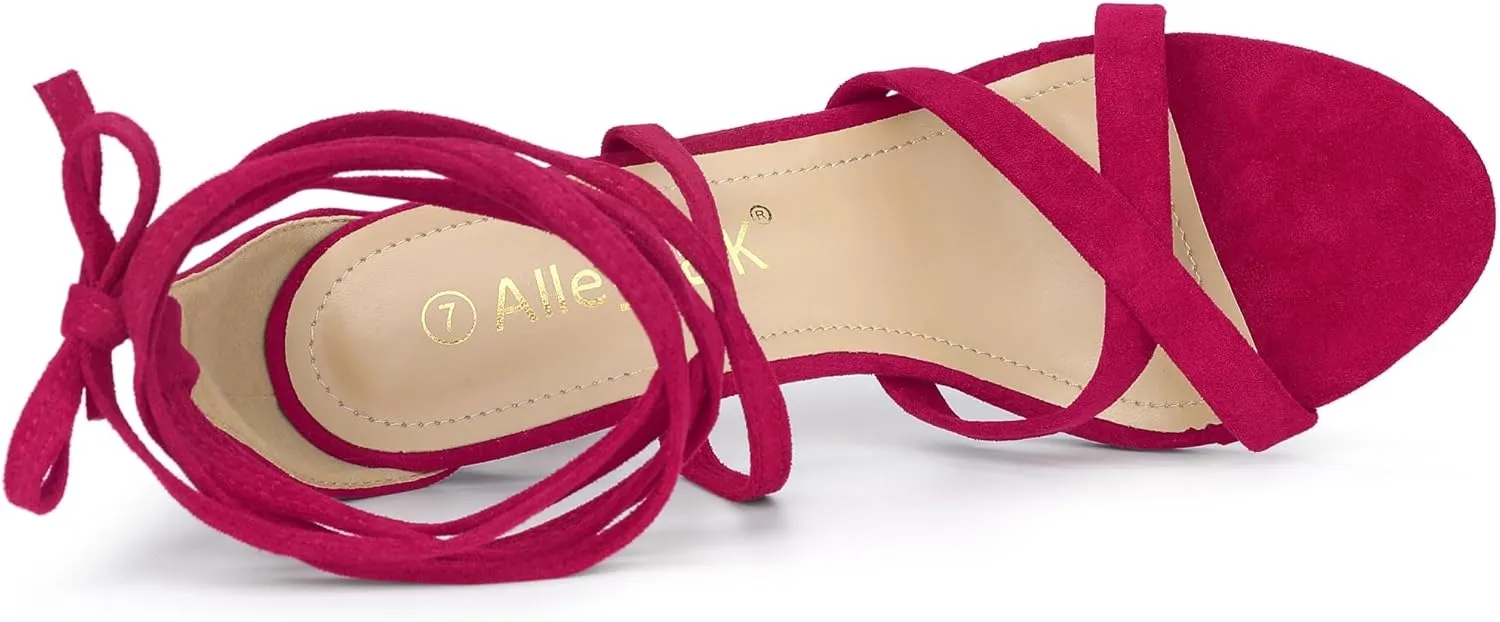 Allegra K Women's Lace Up Heels Stiletto High Heel Sandals