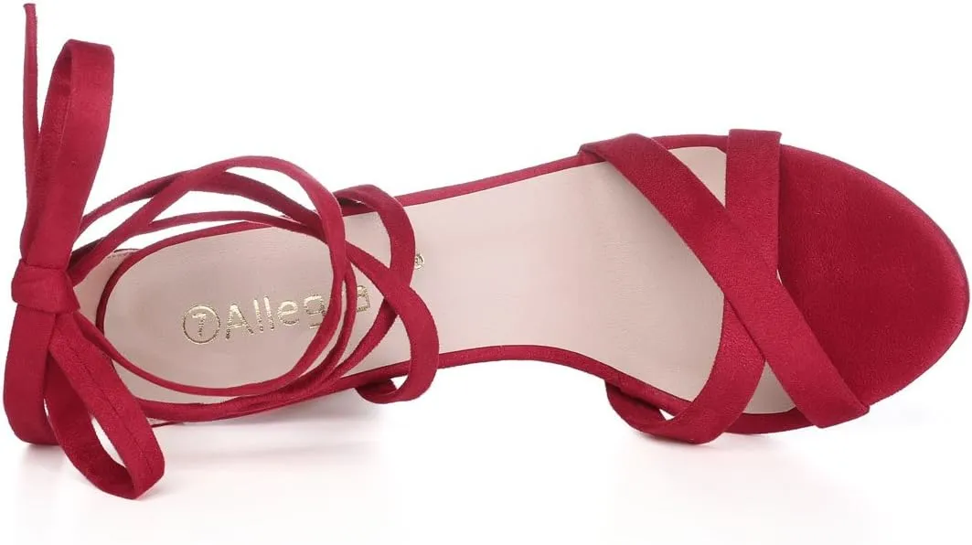 Allegra K Women's Lace Up High Block Heeled Sandals