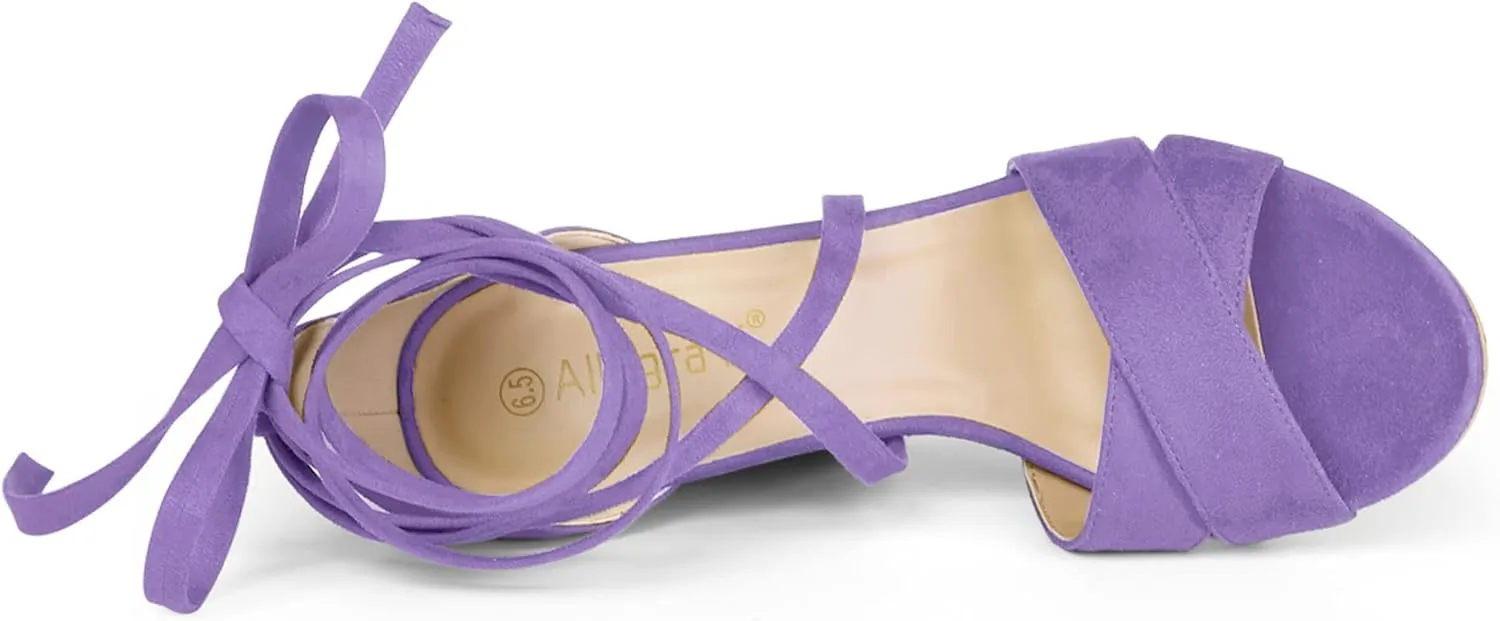 Allegra K Women's Lace Up High Block Heeled Sandals