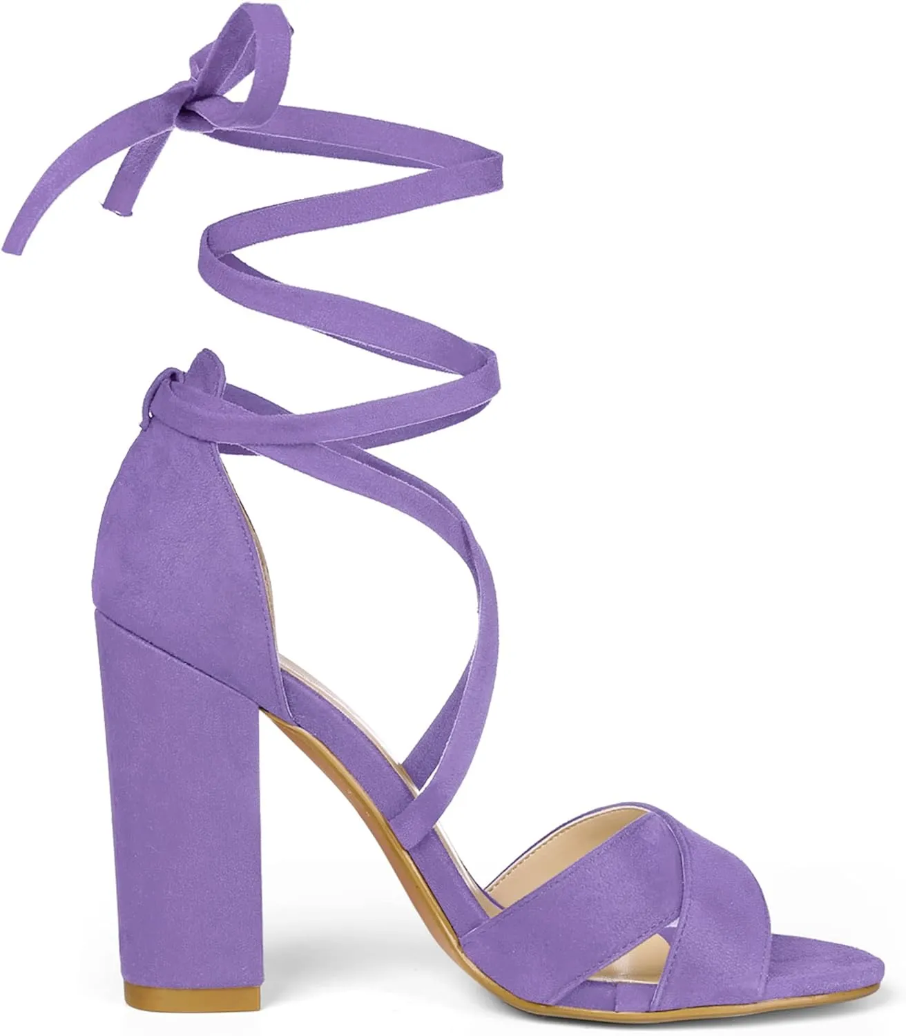Allegra K Women's Lace Up High Block Heeled Sandals
