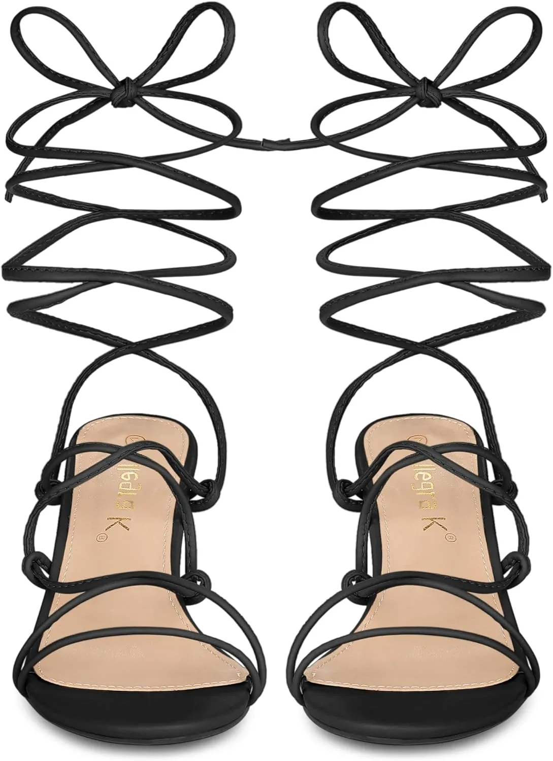 Allegra K Women's Lace Up Open Toe Strappy Stiletto Heels Sandals