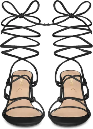 Allegra K Women's Lace Up Open Toe Strappy Stiletto Heels Sandals
