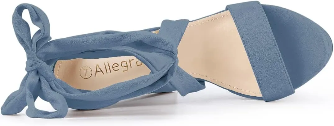 Allegra K Women's Lace Up Platform Block Heel Sandals