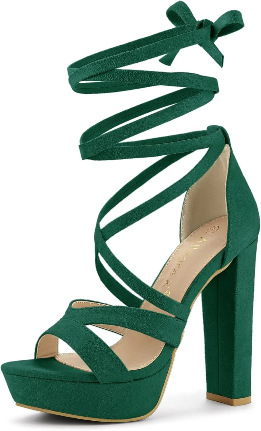 Allegra K Women's Lace Up Platform Chunky High Heels Sandals