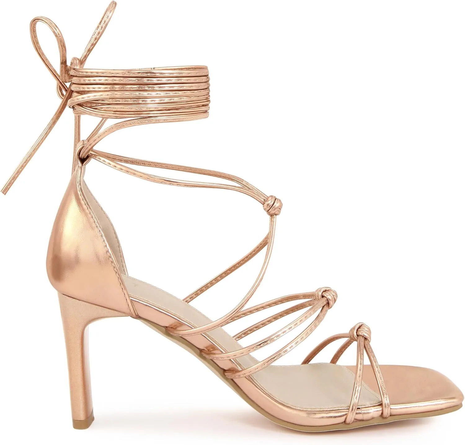 Allegra K Women's Lace Up Strappy Chunky High Heels Sandals