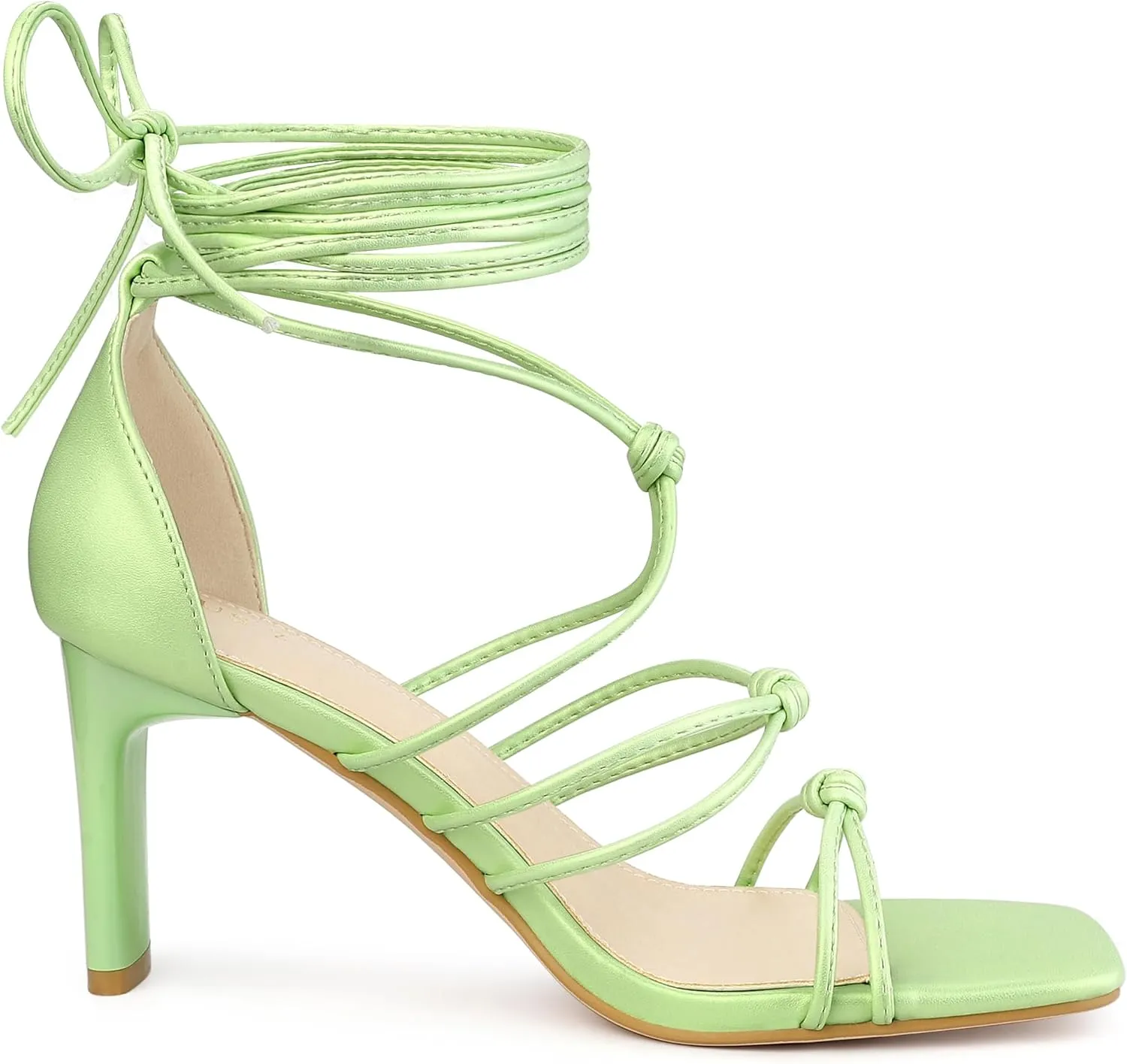 Allegra K Women's Lace Up Strappy Chunky High Heels Sandals