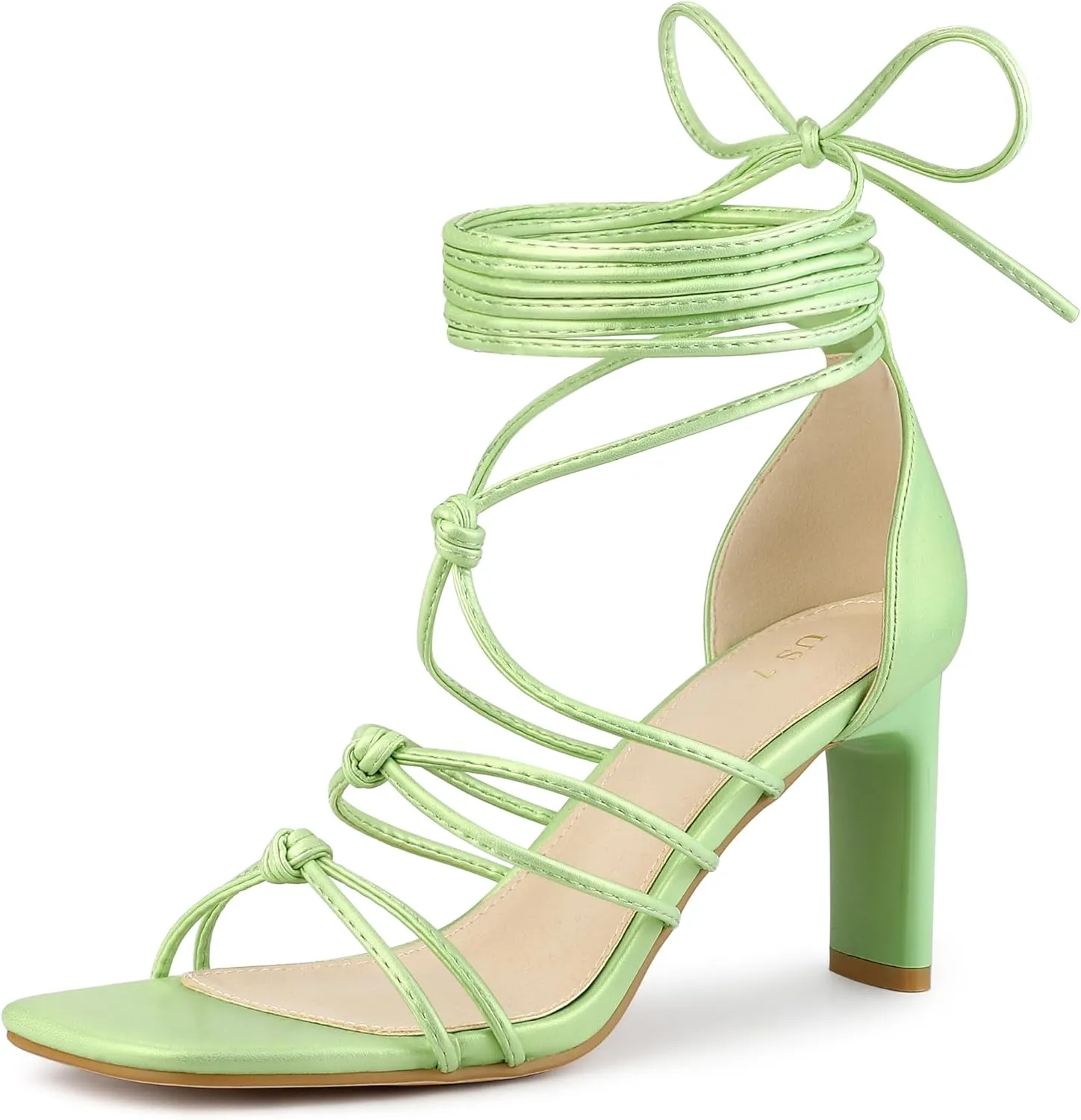 Allegra K Women's Lace Up Strappy Chunky High Heels Sandals