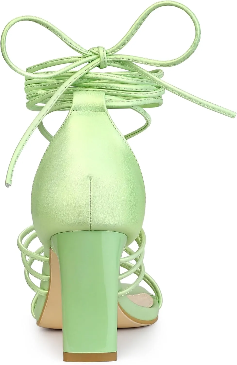 Allegra K Women's Lace Up Strappy Chunky High Heels Sandals